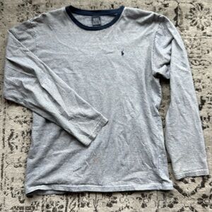 Vintage Navy and white stripe polo long sleeve!